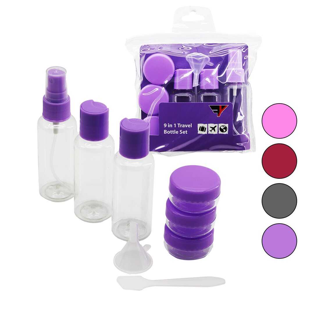 9pcs Kozmeti̇k Seyahat Seti̇ 3-pls.şi̇şe - 3-krem Kutu - 1-huni̇ - 1-spatula - 1-çanta