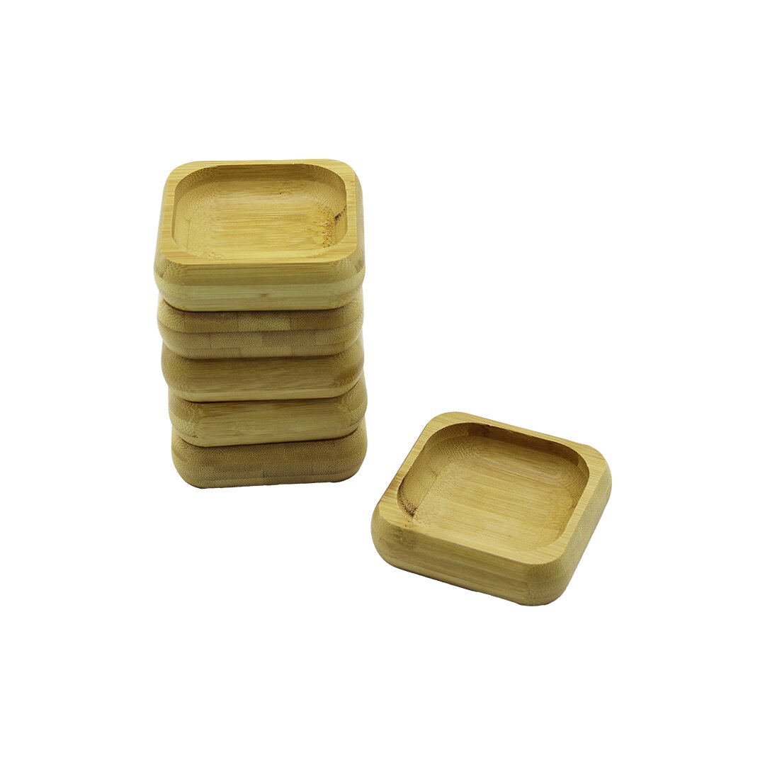 6 Adet 9x9cm Kare Ahşap Bambu çerezli̇k - Lokumluk Kase Deri̇nli̇k: 1.8cm