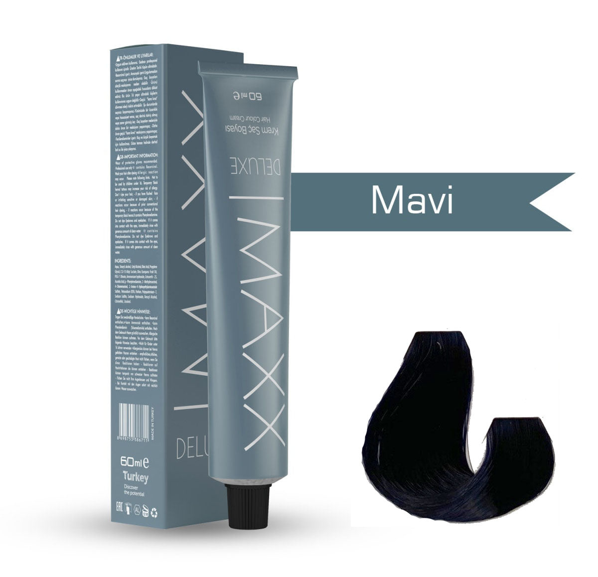 Maxx Deluxe Tüp Boya Mavi 60 ml x 3 Adet + Sıvı Oksidan 3 Adet