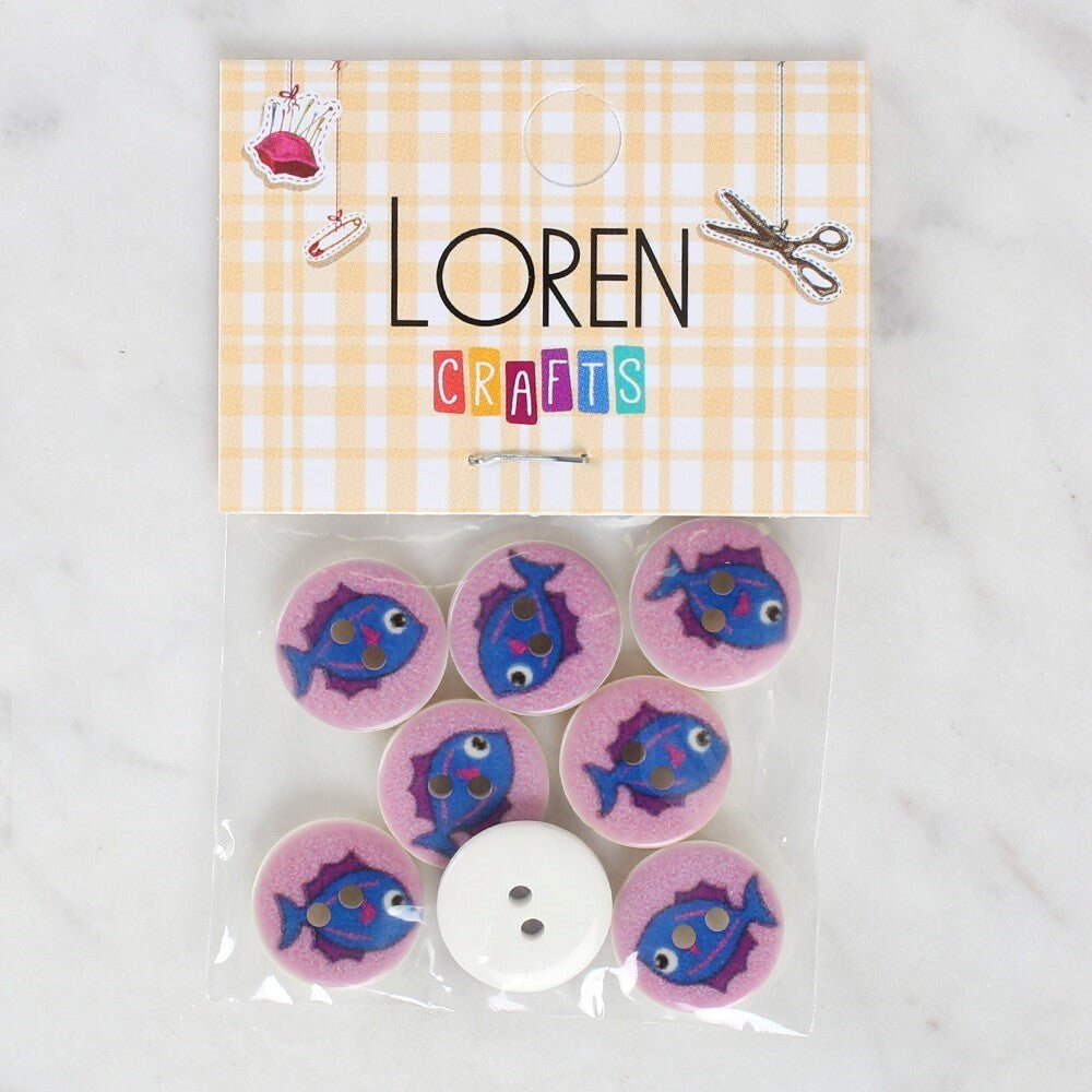 Loren Crafts 8'li Balık Düğme - 1186