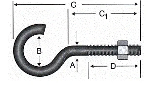 Açık Metrik Kanca M4 - 100 Adet