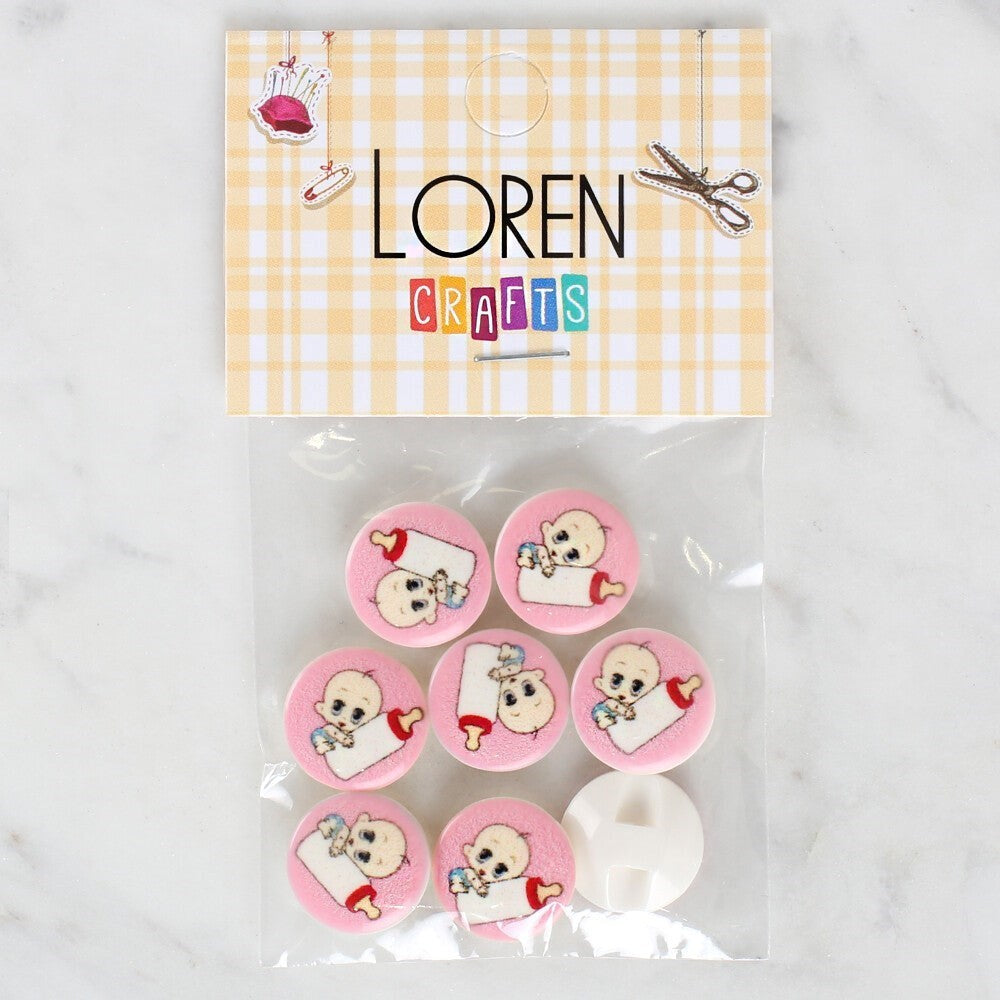 Loren Crafts 8'li Biberonlu Bebek Düğme - 1028