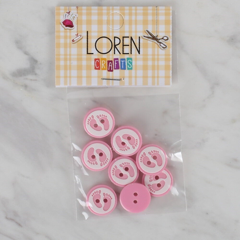 Loren Crafts pembe 8 li ayak izi düğme - 436