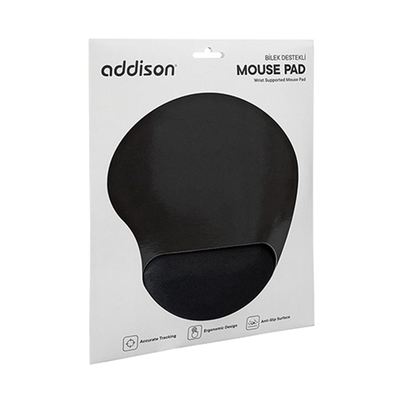 ADDISON 300521 LÜKS MOUSE PAD BİLEKLİKLİ SİYAH (4620)