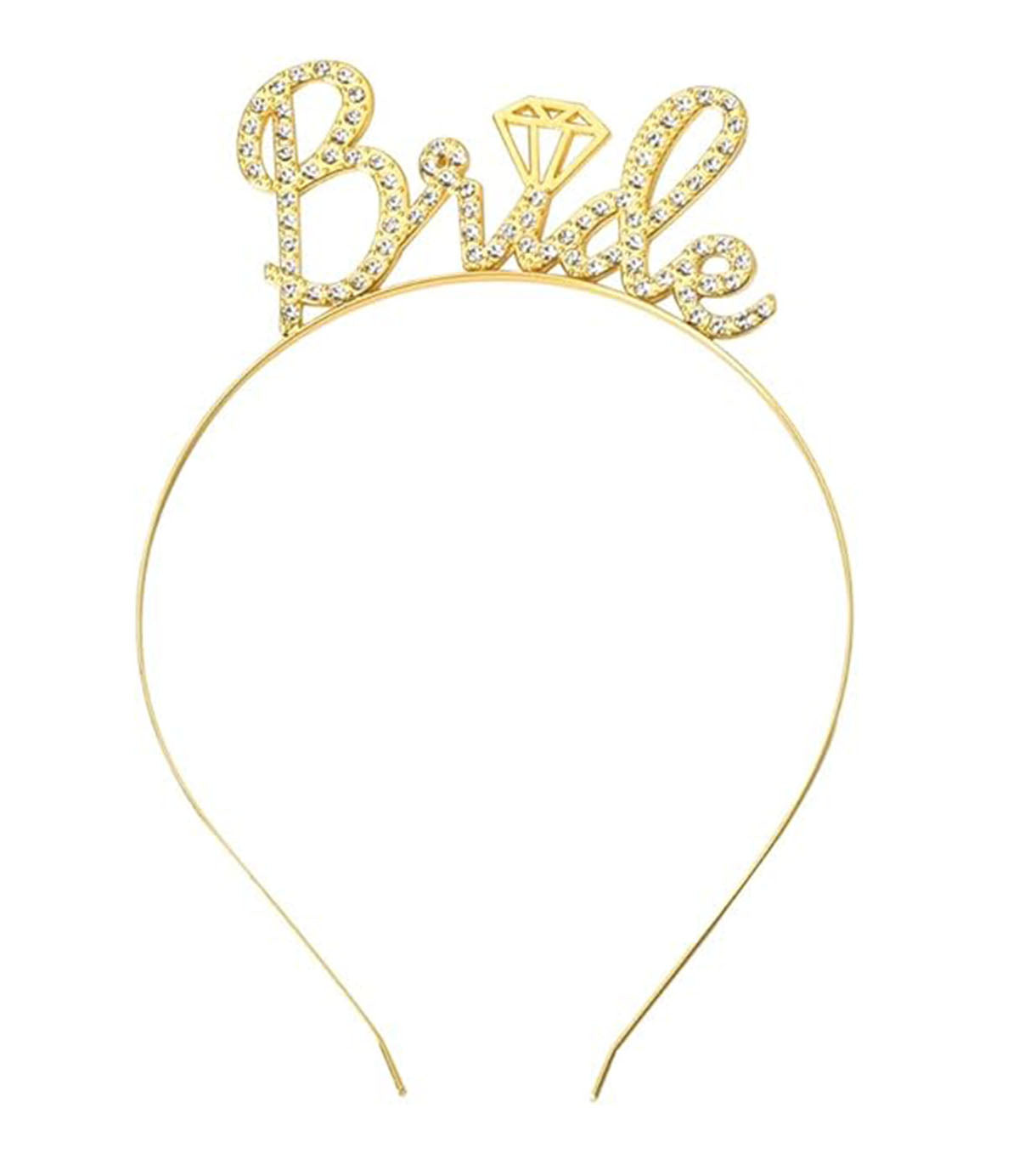 Altın Renkli Taşlı “Bride” Gelin Tacı – El Yazısı Yazı Tipiyle