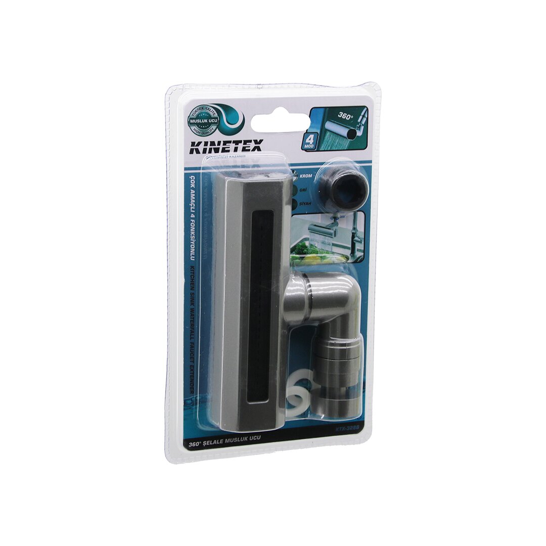 ANTRASİT GRİ  GENİŞ - ŞELALE  4 FONKSİYONLU  360 DERECE OYNAR BAŞLIK PERLATÖR MUSLUK UCU KTX-3288