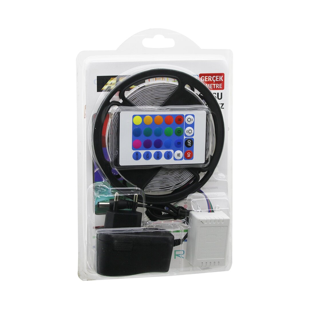 ATC LED STRIP EL-07-RUS-K  5MT  KUMANDALI - ADAPTÖRLÜ RGB RENKLİ ŞERİT LED IP65=SU GEÇİRMEZ SMD=283