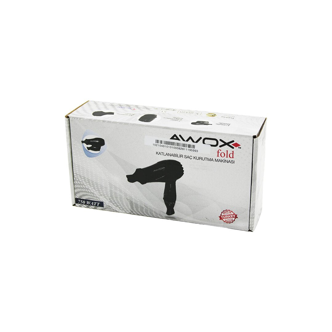 Awox Fold Si̇yah Seyahat Ti̇pi̇ Katlanabi̇li̇r Saç Kurutma - Fön Maki̇nesi̇ + Dar şeki̇llendi̇ri̇ci̇ Başlik 750w