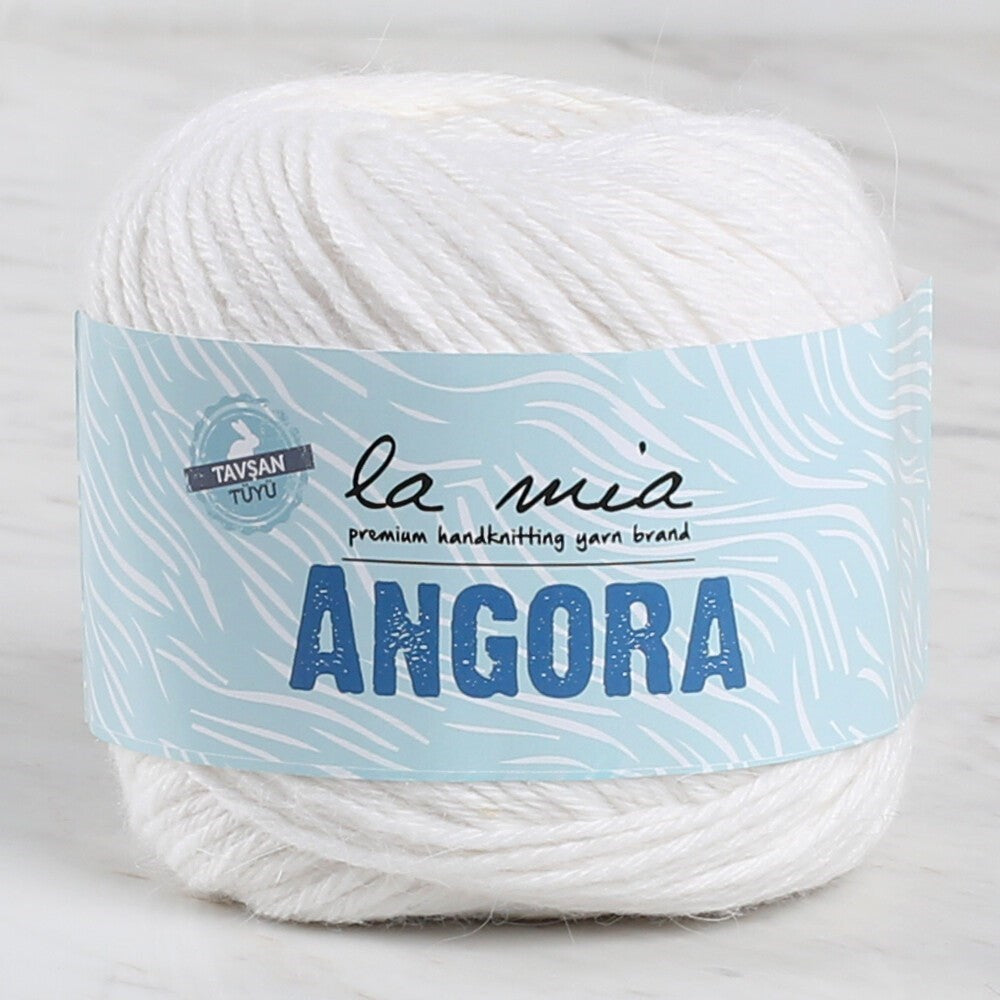 La Mia Angora 50gr Beyaz El Örgü İpi - L001 - 33804