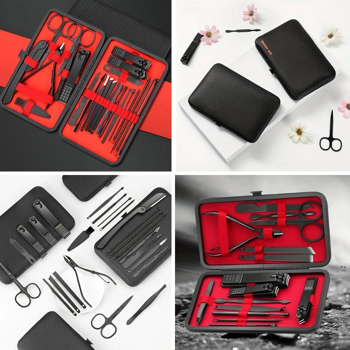 24 Parça Kendiliğinden Deri Çantalı Seyahat Tipi Manikür Pedikür Seti