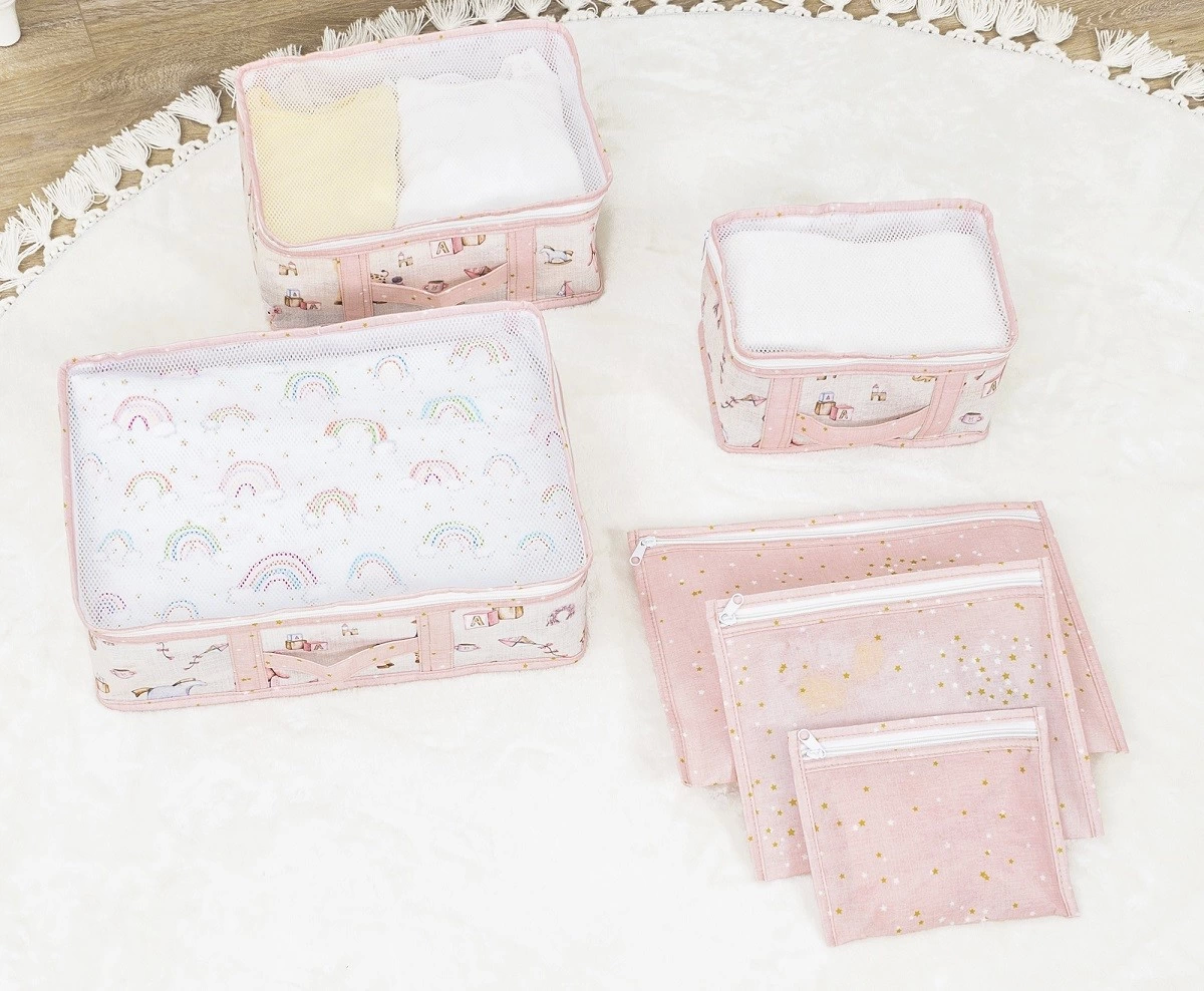 Baby 6'lı Desenli Fileli Bavul Valiz İçi Düzenleyici Çok Amaçlı Organizer