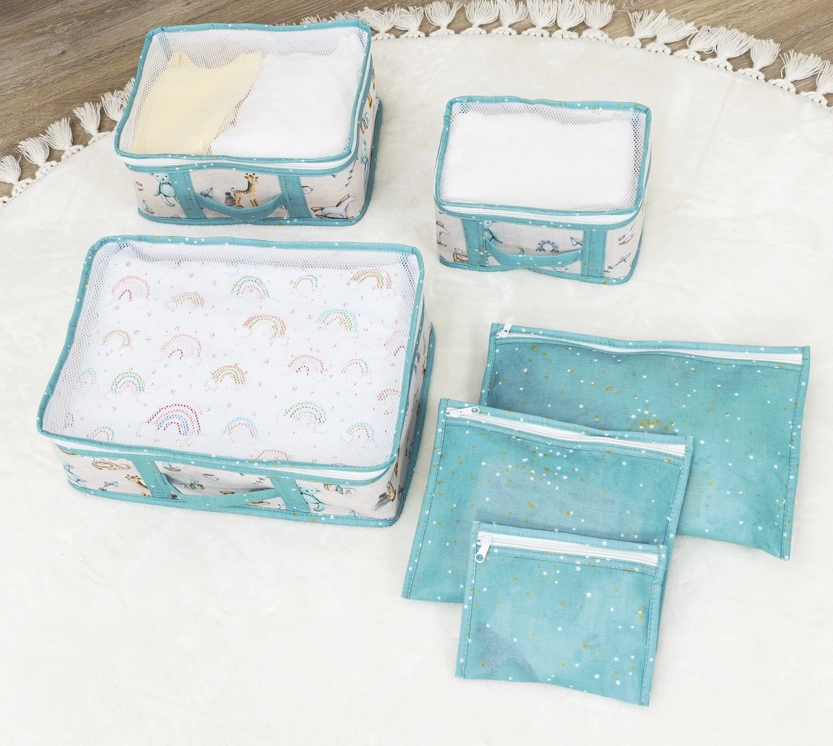 Baby 6'lı Desenli Fileli Bavul Valiz İçi Düzenleyici Çok Amaçlı Organizer