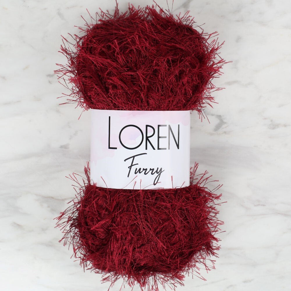 Loren Furry Bordo El Örgü İpi - RF026 - 34054