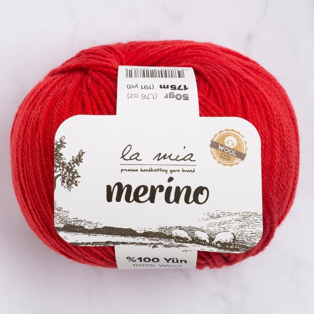 La Mia Merino Kırmızı El Örgü İpi - L092 - 33789