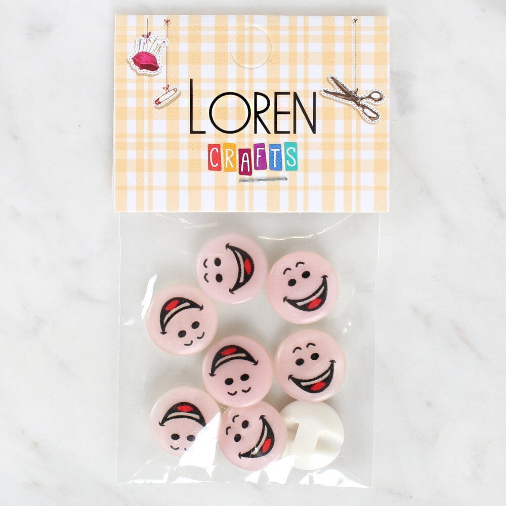 Loren Crafts 8'li Gülen Yüz Düğme - 1025