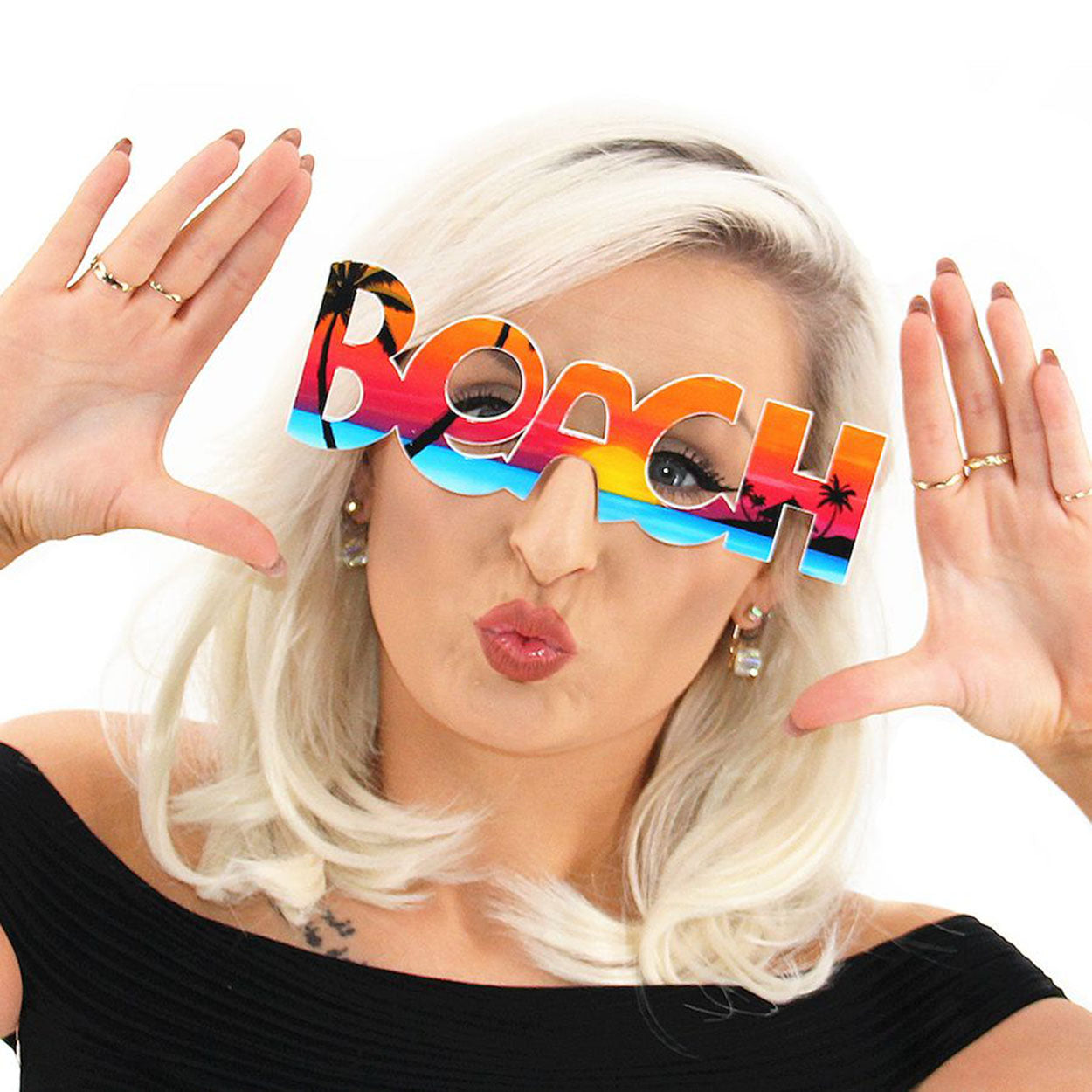 Beach Yazılı Partı Gözlüğü Yaza Merhaba Hawaıı Show Gözlüğü 19x6 Cm