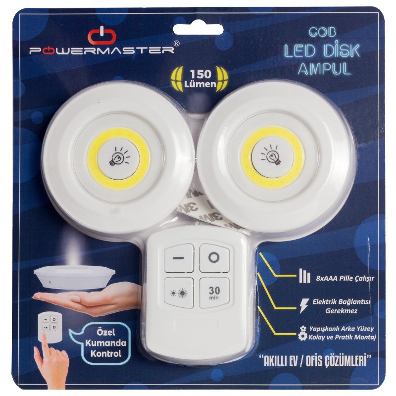 BEYAZ 150 LÜMEN COB LED YUVARLAK ÇİFT AMPÜL KUMANDALI (4620)