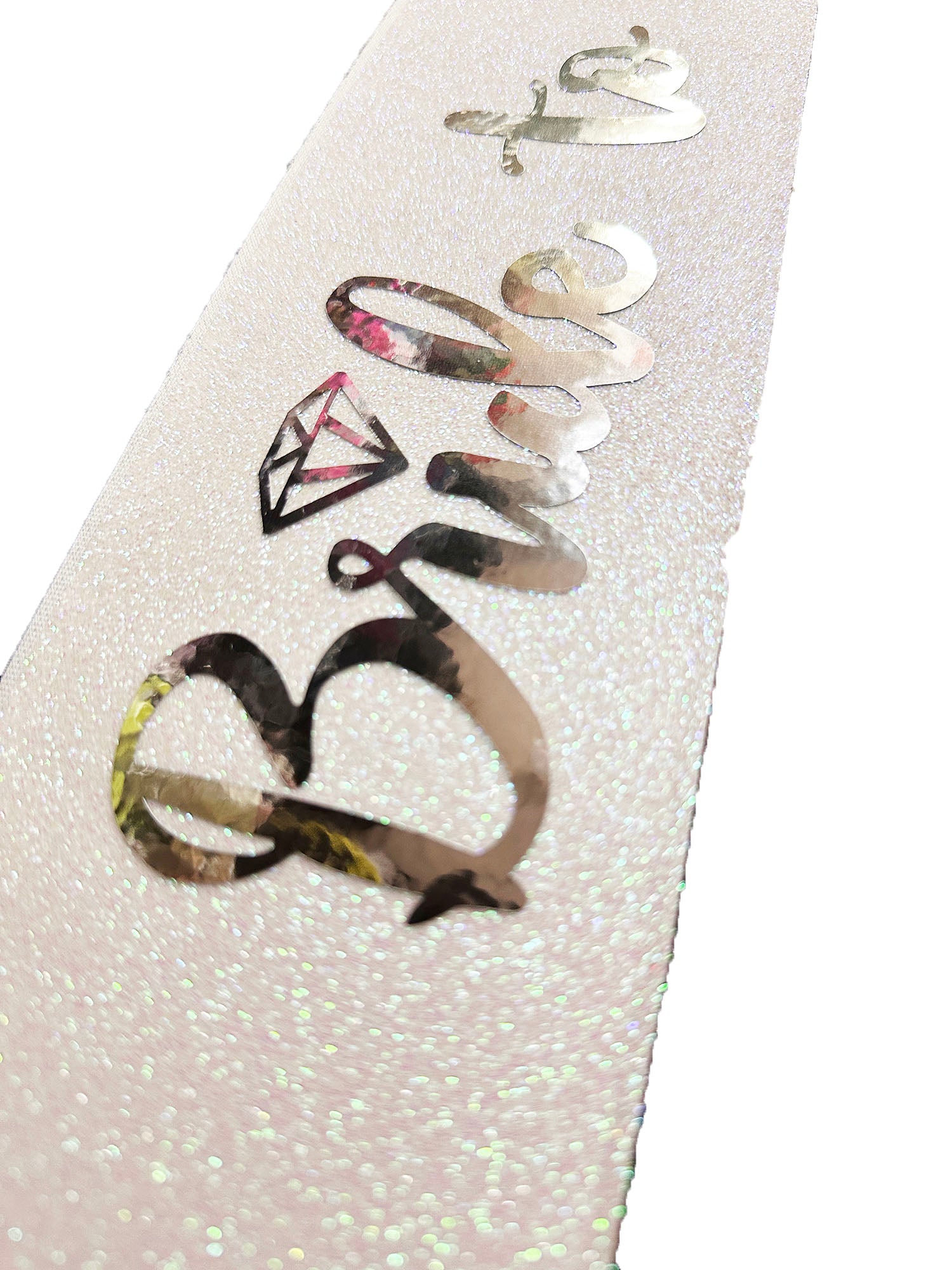 Beyaz Üzeri Gümüş İtalik Alyanslı Bride To Be Yazılı Simli Işıltılı Kuşak Kemer 10 cm Genişlik