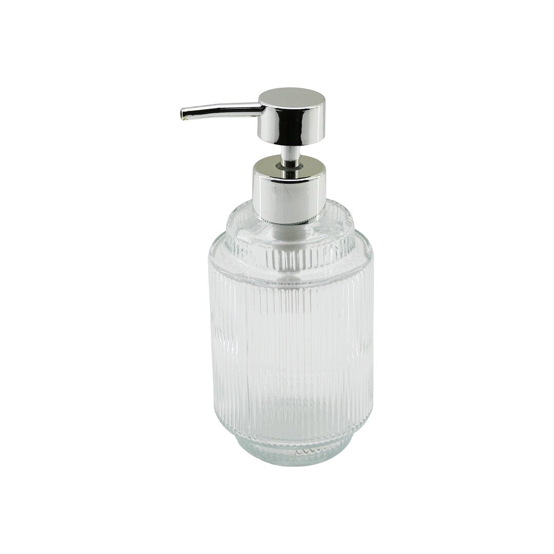 Boğumlu çi̇zgi̇ Desenli̇ şeffaf Cam Sivi Sabunluk 370 Ml