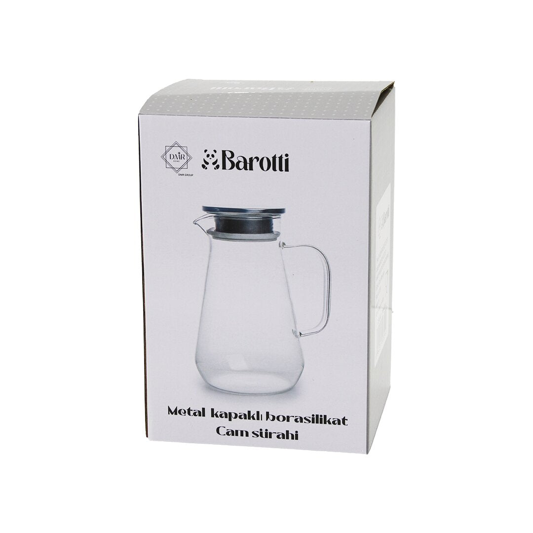 Bombeli̇ Geni̇ş Tbn=1400ml Cam Borosi̇li̇kat=isiya Dayanikli Sürahi̇ Metal Kapak- Si̇li̇kon Conta