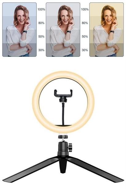 BUFFER® 10inç 26cm Youtube Instagram Tiktok Selfie  Stüdyo Video Fotoğraf Ring Light  Tripod Led Hal