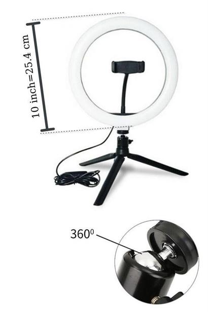 BUFFER® 10inç 26cm Youtube Instagram Tiktok Selfie  Stüdyo Video Fotoğraf Ring Light  Tripod Led Hal