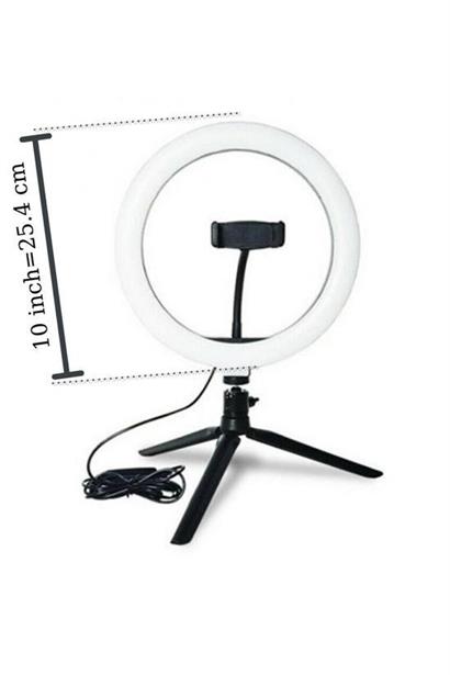 BUFFER® 10inç 26cm Youtube Instagram Tiktok Selfie  Stüdyo Video Fotoğraf Ring Light  Tripod Led Hal