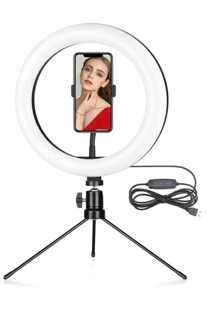 BUFFER® 10inç 26cm Youtube Instagram Tiktok Selfie  Stüdyo Video Fotoğraf Ring Light  Tripod Led Hal