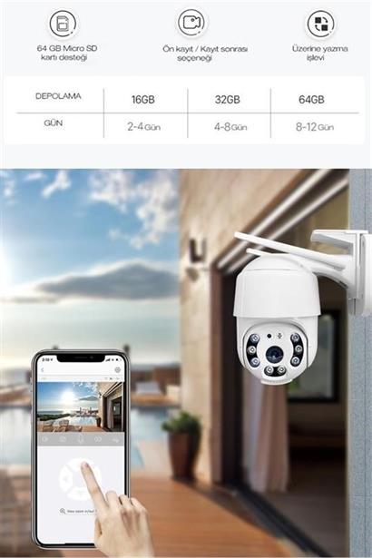 BUFFER® 20 MP HD Lens İç Dış Mekan Suya Danıklı IP Wifi Network Güvenlik Kamerası Wifi Kamera