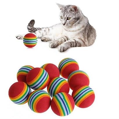 Buffer® 3lü Gökkuşağı Sünger Kedi Köpek Çiğneme Oyun Topu 4,2 cm