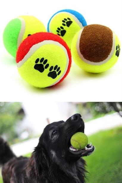 BUFFER®  3lü Renkli Desenli Tenis Topu Kedi Köpek Oyuncağı