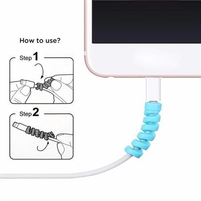 BUFFER® 4lü Apple, Android Şaj Kablosu Koruyucu Silikon Spiral Yay Aparat