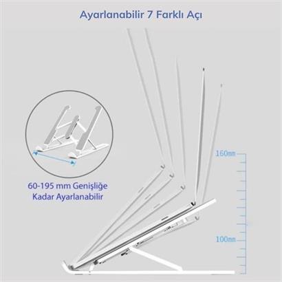 BUFFER® Ayarlanabilir Plastik Dizüstü Destek Tabanı Katlanabilir Taşınabilir Laptop Sehpası Yükselti