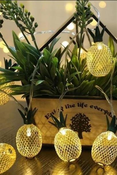 BUFFER® Dekoratif Pilli Pineapple Ananas Pilli Şerit Led Işık (1 Metre)