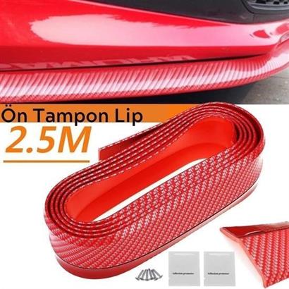 Kırmızı Renk'li 2,5 Metre Araba Oto Ön Tampon Koruyucu Kauçuk Pratik Tampon Şerit Bant Döşeme