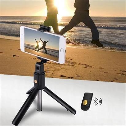 BUFFER® Sabitlenebilir Cep Telefon Tutucu  Ayarlanabilir Taşınabilir 3 Ayaklı Tripod Selfie Çubuğu