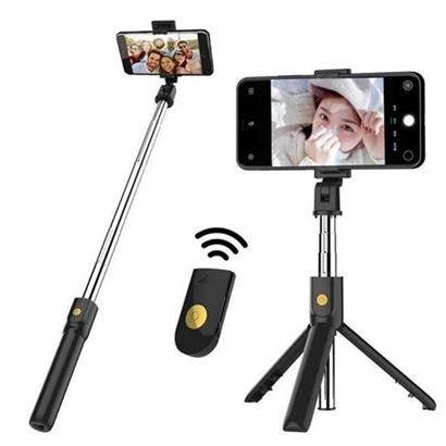 BUFFER® Sabitlenebilir Cep Telefon Tutucu  Ayarlanabilir Taşınabilir 3 Ayaklı Tripod Selfie Çubuğu