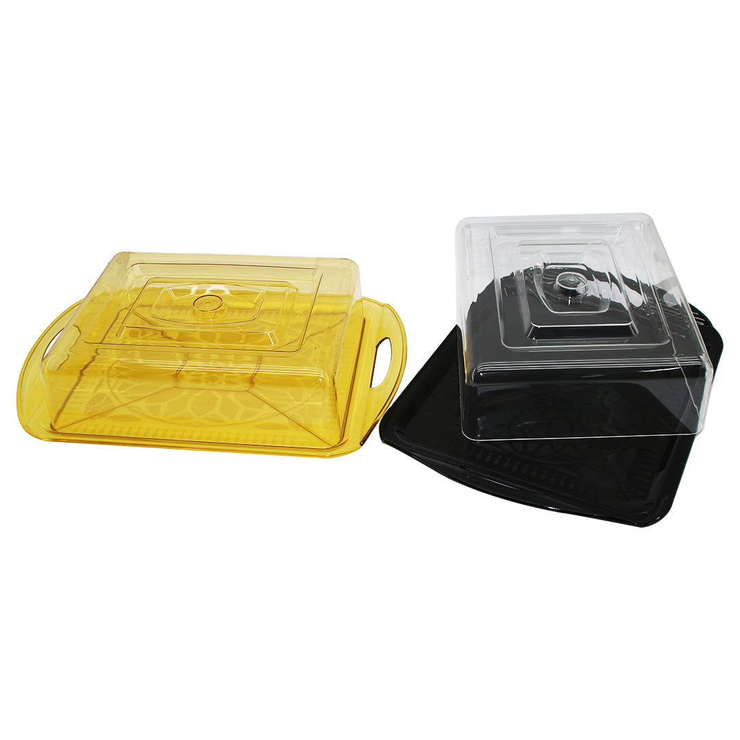 Büyük Fanuslu Renkli̇ Kri̇stal Tepsi̇ 26x31cm