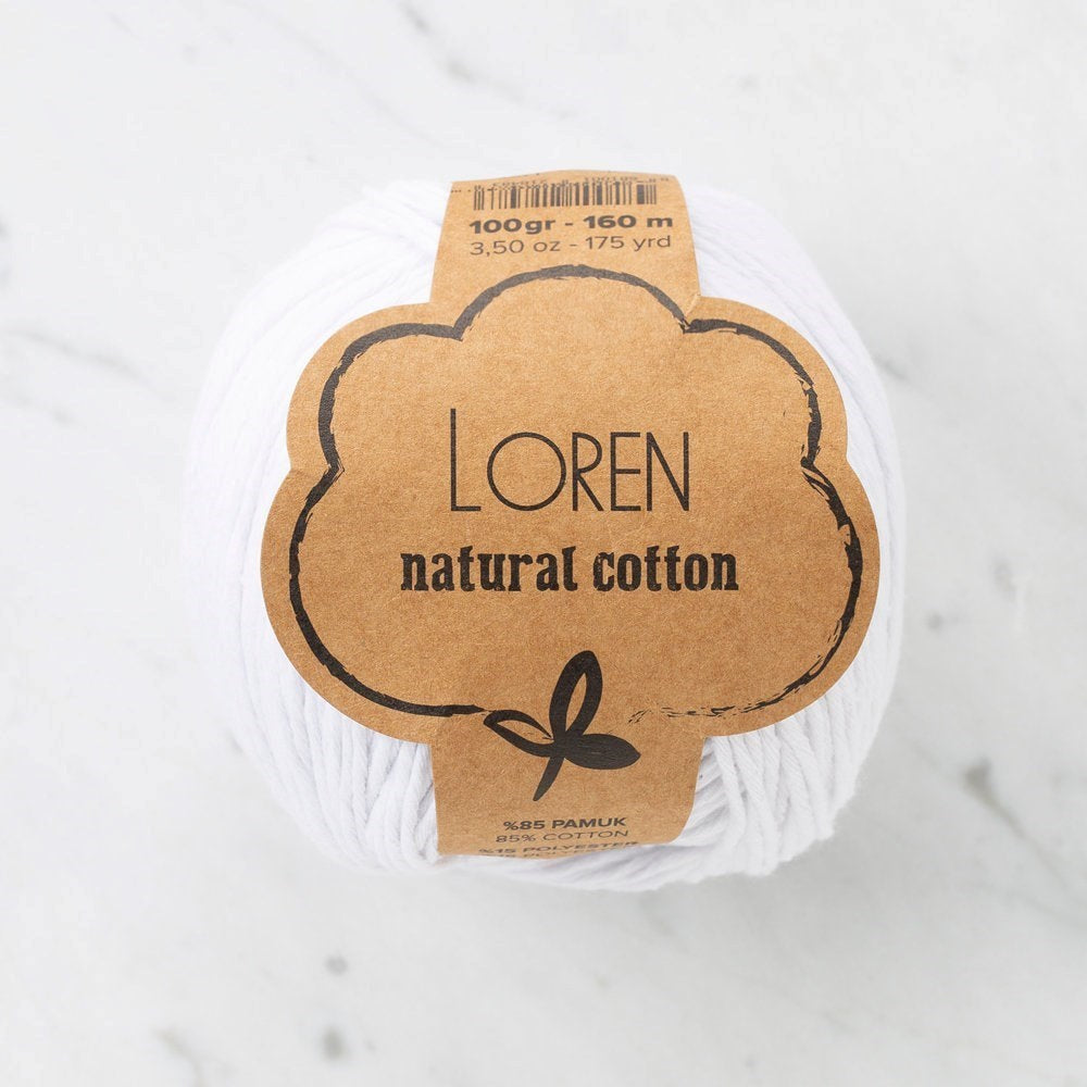 Loren Natural Cotton Beyaz El Örgü İpi - R001 - 33914