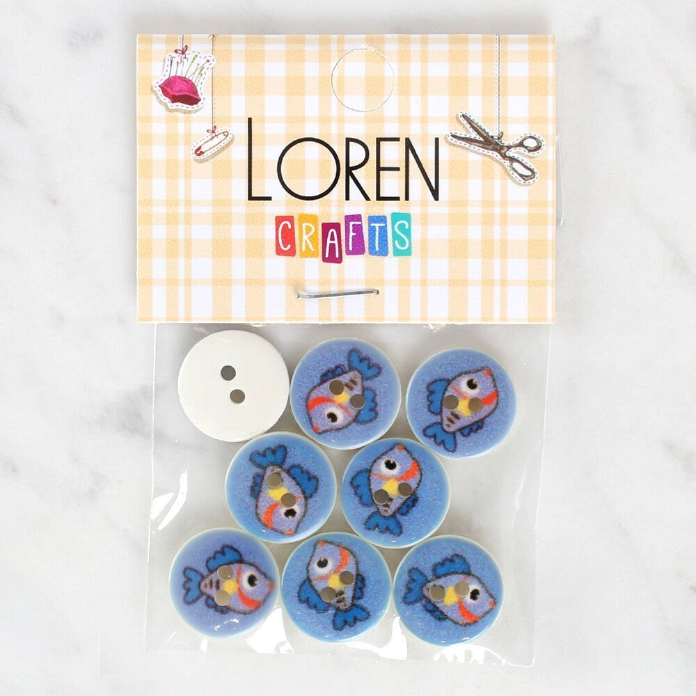 Loren Crafts 8'li Balık Düğme - 1180