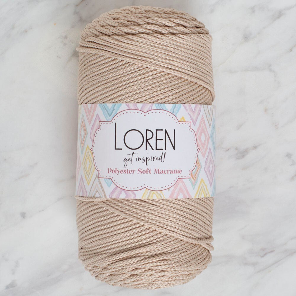 Loren Polyester Soft Macrame Taş Rengi El Örgü İpi - LM005 - 34428