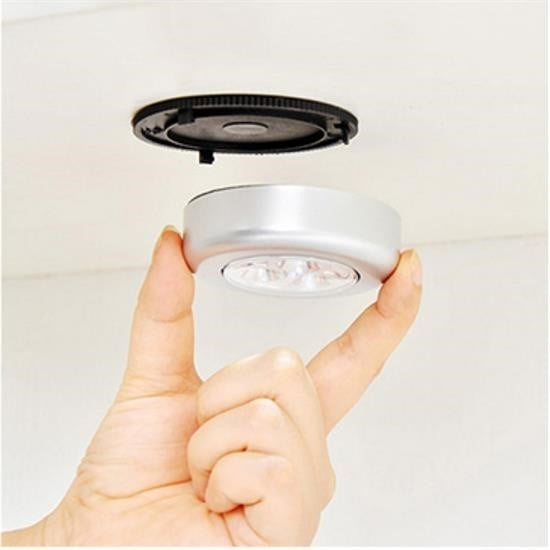 Kablosuz Spot Pilli Dokunmatik Led Lamba 3 Ledli Dolap Lambası