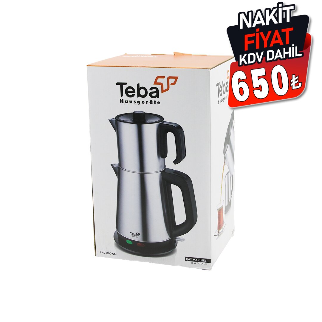 çeli̇k  Elektri̇kli̇ çay Maki̇nesi̇  çayci  Seti̇  1500w 1.8lt+ 0.8lt 360° Taban Gi̇zlı Rezi̇stans Thc-800 Cm