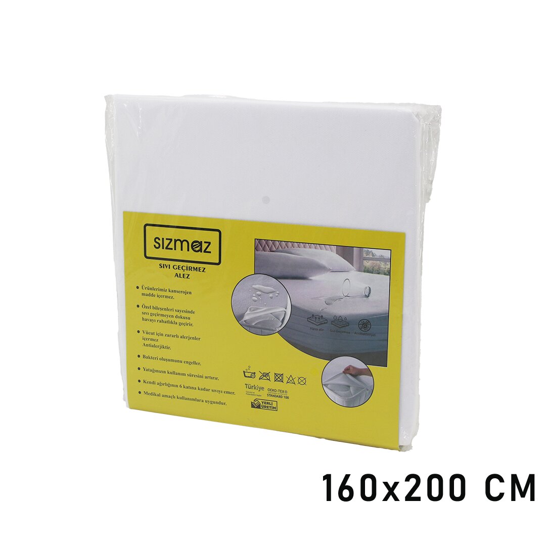 çi̇ft Ki̇şi̇li̇k  Yatak Koruyucu  Sivi Geçi̇rmez  Alez  160x200cm   Hava Alir   Anti̇bakteri̇yel   Anti̇alerji̇k