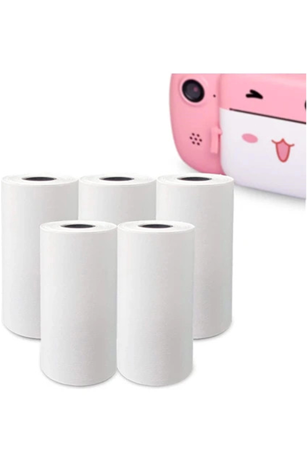 Çocuk Kamera Baskı Kağıdı, 5’li Rulo 57x25mm Çekirdekli Fotoğraf Baskı Termal Kağıt Rulo