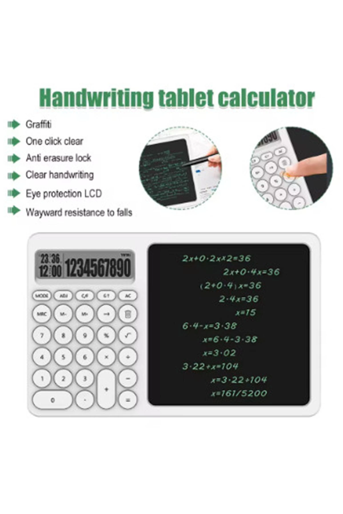 Çok Amaçlı Digital Hesap Makinesi Lcd Ekran Yazma Tableti Ofis Okul İçin Silinebilir El Yazısı Not