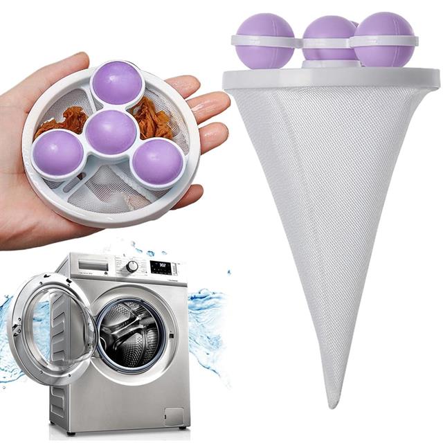 Çok Fonksiyonlu Çamaşır Makinesi İçin Yıkanabilir Mor Toz Tüy Toplayıcı