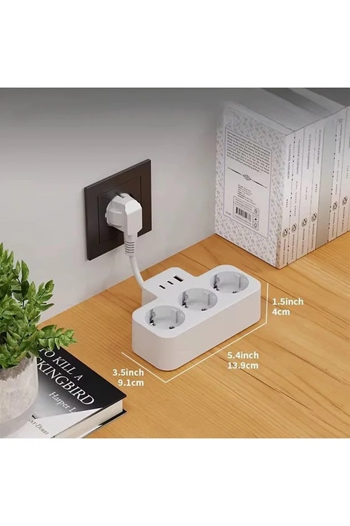 Çoklu Kablolu Priz Yüksek Gerilim Korumalı 3’lü Priz 1x Usb 2x Type-c Çıkışlı Grup Priz Çoğaltıcı S