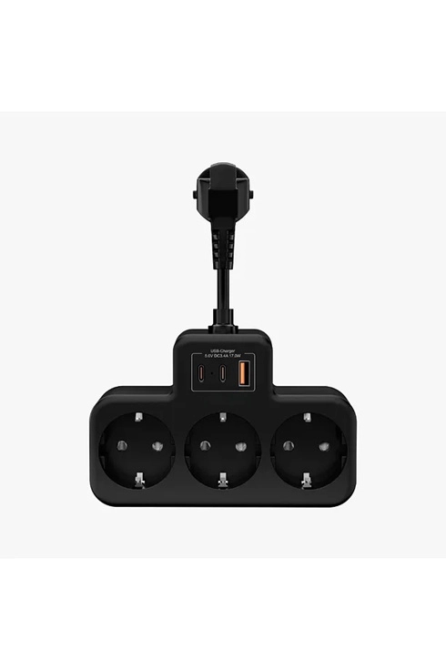 Çoklu Kablolu Priz Yüksek Gerilim Korumalı 3’lü Priz 1x Usb 2x Type-c Çıkışlı Grup Priz Çoğaltıcı S