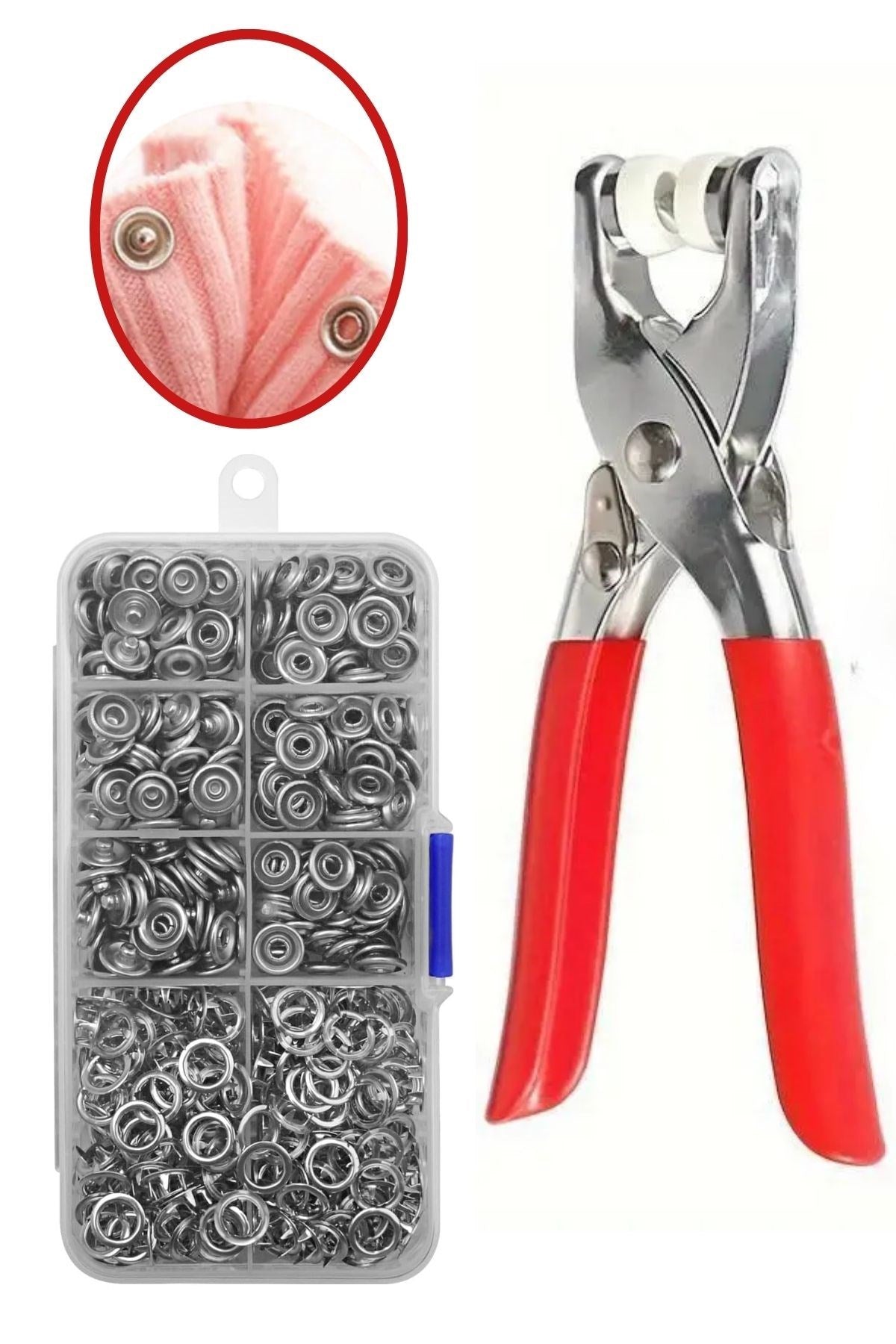 200 adet Paslanmaz Çelik Çıtçıt ve Pense Seti Metal Çıt Çıt Makinesi